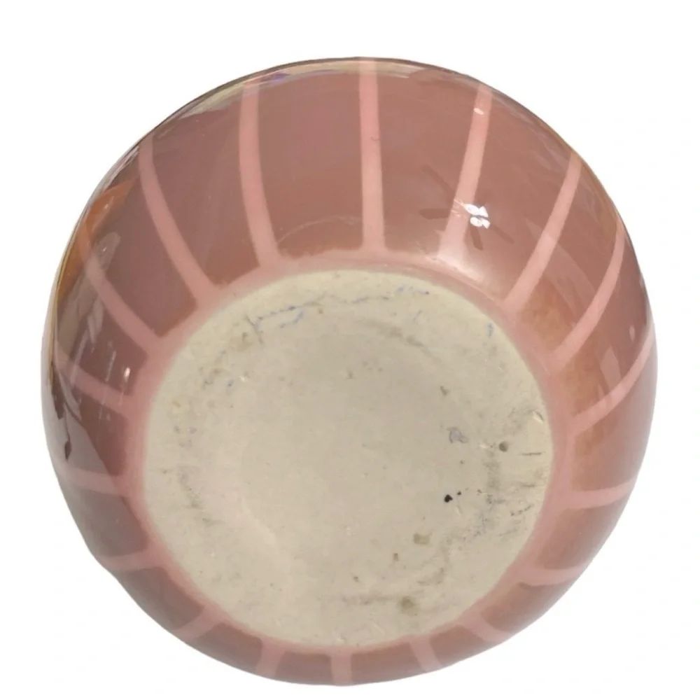 Vintage MCM Mauve Pink Ceramic Teardrop Vase Mod Botanical Design 12